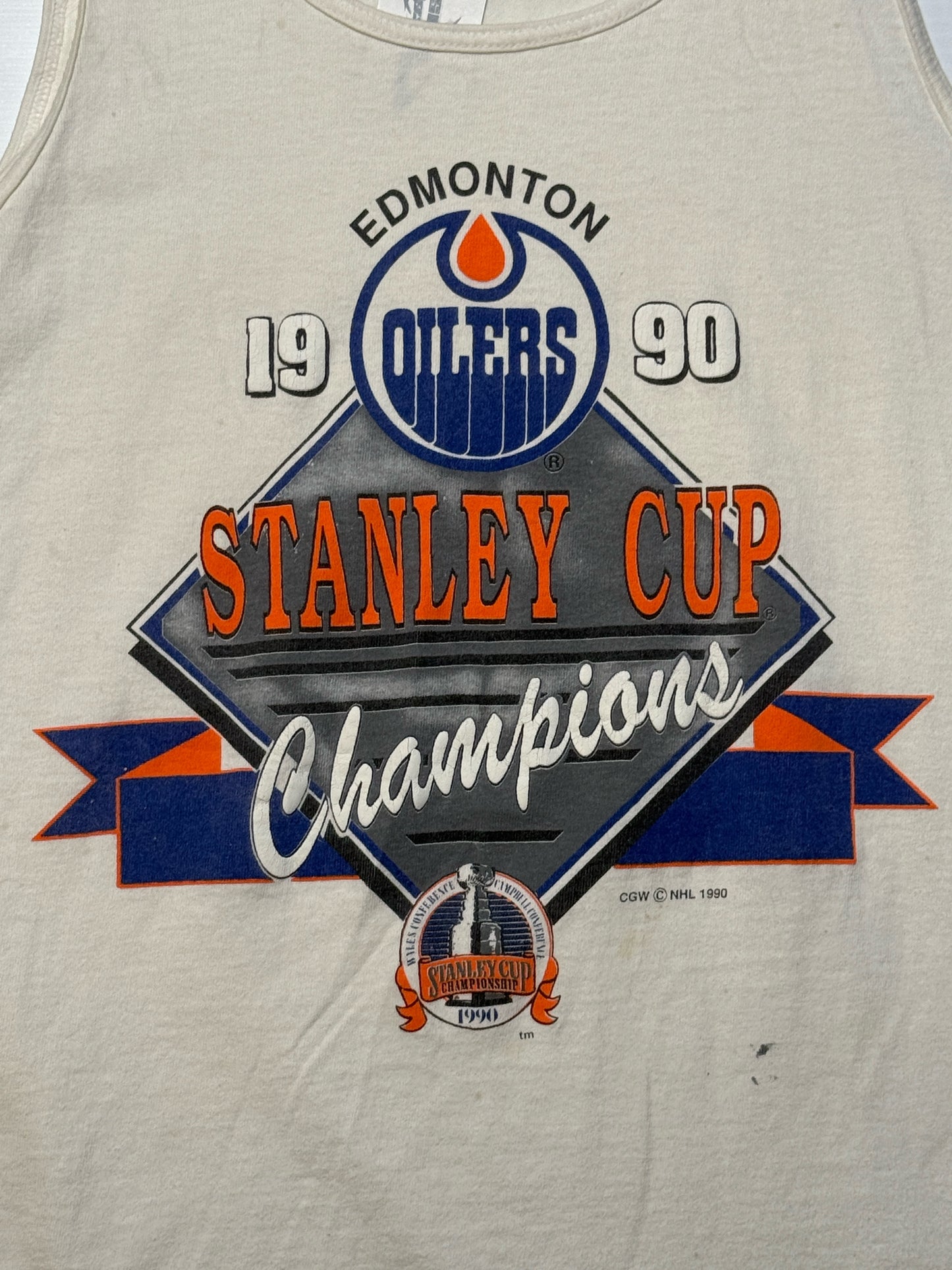 Vintage 1990 Oilers Stanley Cup Champions Tank Top
