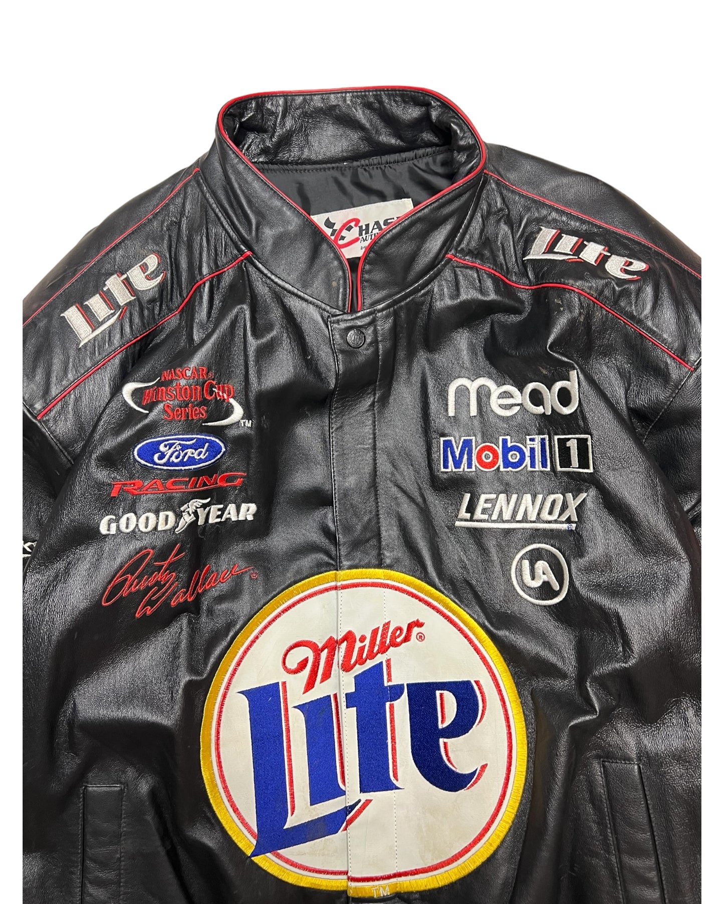 Vintage Miller Lite NASCAR Leather Jacket