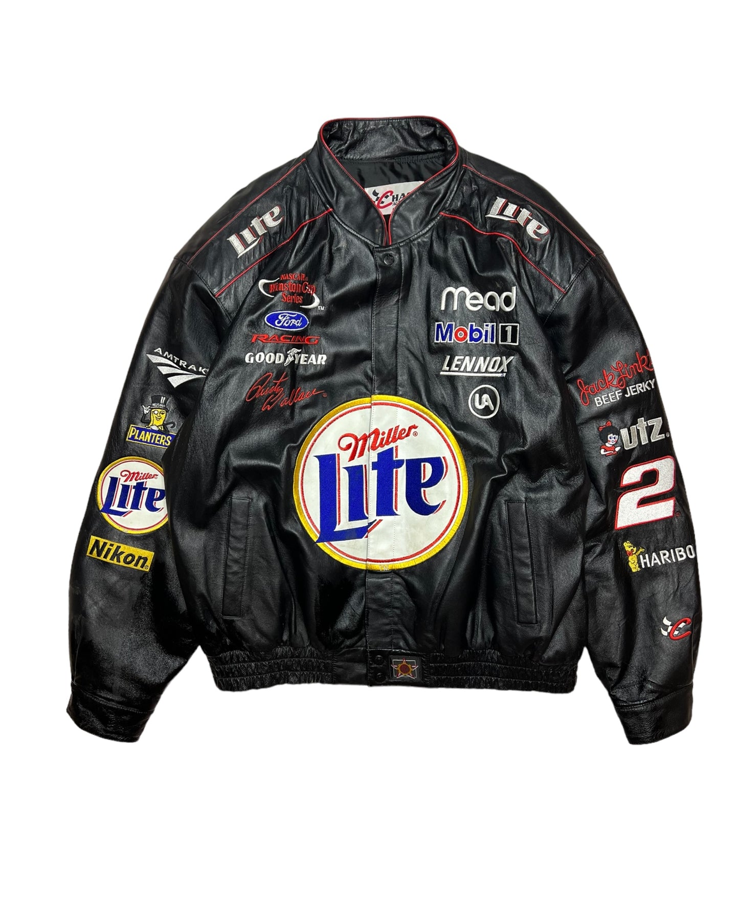 Vintage Miller Lite NASCAR Leather Jacket