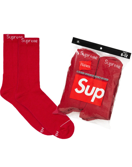 Supreme Hanes Crew Socks (4 pack) red