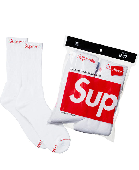 Supreme Hanes Crew Socks (4 pack) white